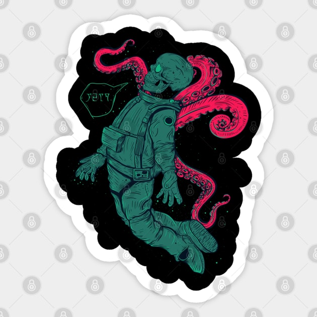 Cthulhu Skull Astronaut Sticker by Jess Adams